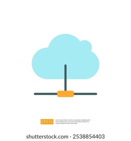 A minimalist illustration of a cloud connected to a base, symbolizing cloud computing or data storage.
