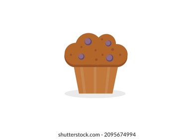 Minimalist illustration of cookies or chocolate muffin on a white background with a shadow below, vector size.