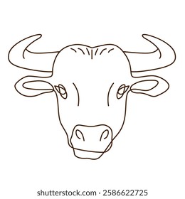 Minimalist illustration of a cow's head, perfect for farm-themed designs, educational materials, or as a unique decorative element in art projects.