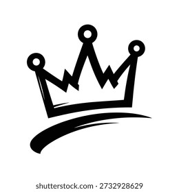 A minimalist illustration of a crown with three points and a circular ornament on each point