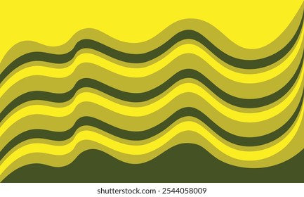 Minimalist illustration with curved lines in yellow, light green and dark green, perfect for modern gift cards and coupons