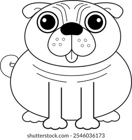 Minimalistische Illustration eines süßen Pug Dog, der Freundschaft und Zärtlichkeit repräsentiert