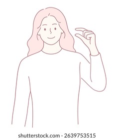 A minimalist illustration depicting a person making a gesture to indicate a very small size concept clearly