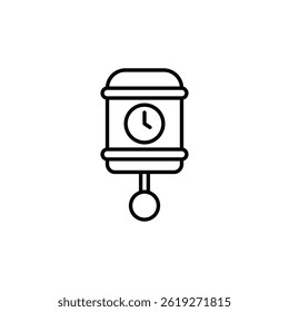 Minimalist illustration depicting a vintage wall clock with pendulum design
