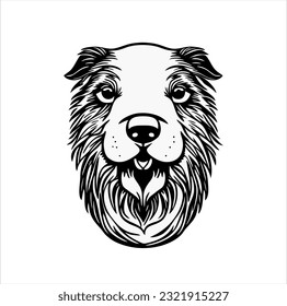 minimalist illustration design, dog head icon image, in linear style