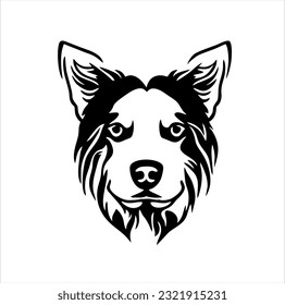 minimalist illustration design, dog head icon image, in linear style
