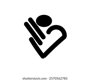 Minimalist illustration design of icon of a person working with heart with both hands