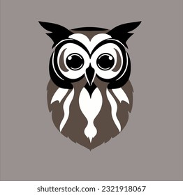 minimalist illustration design, owl head icon image, in linear style, design for a shirt or logo