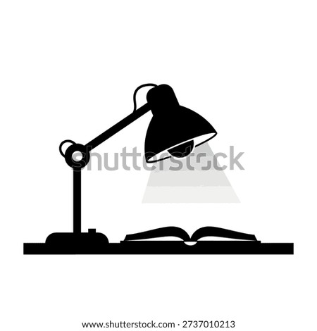 A minimalist illustration of a desk lamp casting light on an open book, symbolizing study and knowledge.
