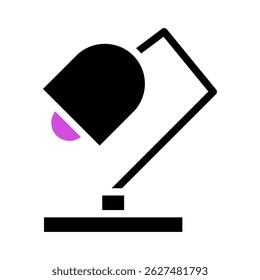 Minimalist illustration of desk lamp radiating light, on plain backdrop