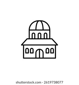Minimalist illustration of a domed building icon on white background