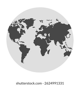 Minimalist illustration of earth world map globe outline icon in flat style design on white background. eps