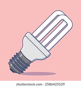 Minimalist illustration of an eco-friendly fluorescent light bulb, symbolizing energy-saving, sustainability, and modern design.