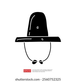 A minimalist illustration of an egg wearing a large hat and bow tie, conveying a whimsical and playful character.