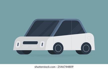 Minimalistische Illustration eines elektrischen Kompaktwagens im modernen Stil. Design für Themen zu Elektrofahrzeugen, nachhaltigem Verkehr, umweltfreundlichen Designs und zukünftigen Mobilitätstrends.