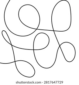 A minimalist illustration features a single continuous black line forming abstract, flowing shapes against a clean white background, ideal for modern designs.