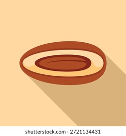 Ilustración minimalista con una fruta datilera cortada por la mitad, que revela la semilla en su interior, ideal para proyectos relacionados con la alimentación saludable, el veganismo y las frutas exóticas