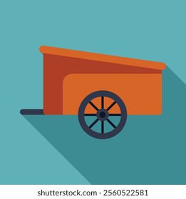 Minimalist illustration featuring an empty orange wagon, evoking themes of transportation, simplicity, and nostalgia