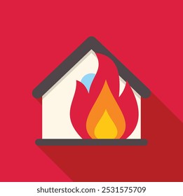 Ilustração minimalista com um fogo de casa, servindo como um símbolo para incêndios domésticos e a importância da segurança contra incêndios