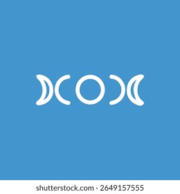 Minimalist illustration featuring moon phases in white against a light blue background. Symbolizes cycles, femininity, and spiritual connections.