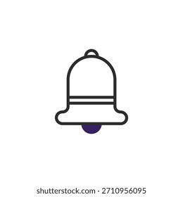 Una ilustración minimalista con una campana de notificación, esencial para las interfaces de usuario y las alertas digitales. Representa un icono que transmite Actualizar y mensajes, su diseño es adecuado para el Web y