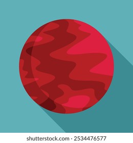 Minimalist illustration featuring a red planet rotating against a blue background, evoking themes of space exploration and the search for extraterrestrial life