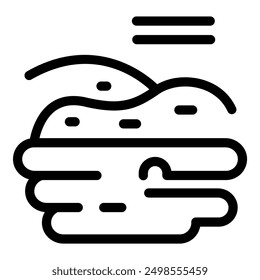 Ilustración minimalista con un río que fluye a través de un paisaje desértico