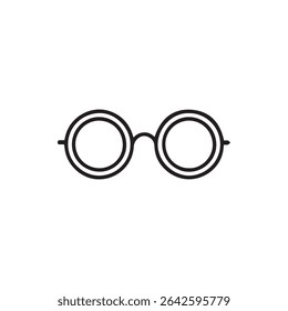 A minimalist illustration featuring round glasses. Ideal for themes related to vision, optometry, fashion or reading.
