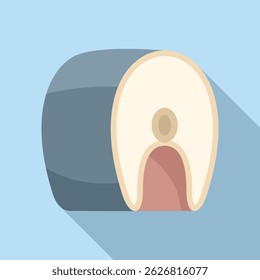 Ilustração minimalista com um bife de salmão, destacando sua frescura e potencial como uma refeição saudável