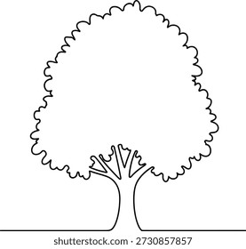 Uma ilustração minimalista com uma única árvore desenhada com linhas simples, mostrando uma representação básica, mas elegante da natureza.