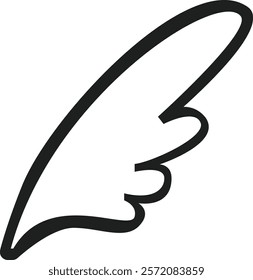 Minimalist illustration featuring a single wing in flight, symbolizing freedom, hope, and spiritual growth. Perfect for simple, elegant designs that evoke a sense of peace and inspiration