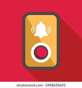 Minimalist illustration featuring a smartphone displaying a notification alert, characterized by a ringing bell icon and a red button