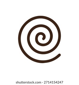 Una ilustración minimalista con una espiral gruesa de color marrón oscuro sobre un fondo blanco prístino. Este diseño simple y fluido sugiere movimiento y continuidad.