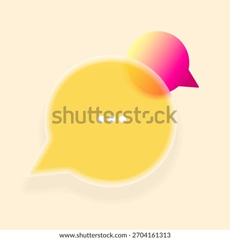 Minimalist illustration featuring two overlapping chat bubbles in warm yellow and pink tones, creating a bright mood and emphasizing communication and interaction.