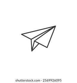 A minimalist illustration featuring a vibrant outline paper airplane on a crisp white background, symbolizing creativity, freedom, and fun.