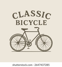A minimalist illustration featuring a vintage style bicycle with the words Classic Bicycle above it. Perfect for retro design projects, cycling enthusiasts, or branding related to traditional bikes.