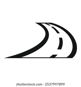 Minimalist illustration featuring a winding road disappearing into the distance, symbolizing journey, travel and the future