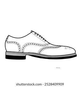 ilustração minimalista de sapatos de vestido formal com tipo de sapatos brogue com lineart preto e fundo branco