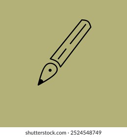 Minimalist illustration of a fountain pen against a soft green background, symbolizing creativity and writing in a contemporary style