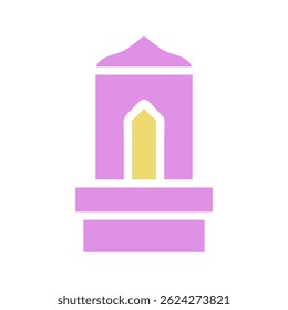 Minimalist Illustration of a Geometric Structure with Soft Pastel Color Palette