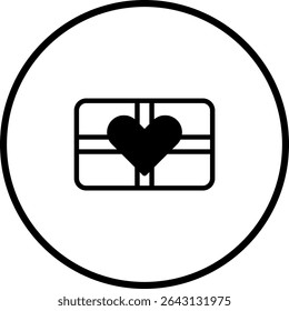 Minimalist illustration of a gift box adorned with a heart, symbolizing love and giving