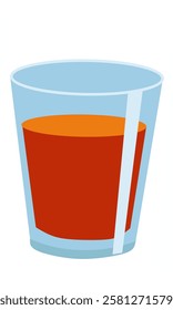 Minimalist illustration of a glass filled with orange drink. Suitable for beverage, cafe, or restaurant design.