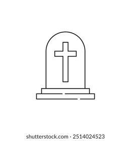 Minimalist illustration of a gravestone, symbolizing death, mourning, and remembrance