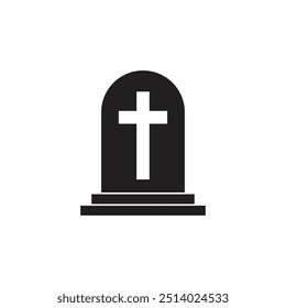 Minimalist illustration of a gravestone, symbolizing death, mourning, and remembrance