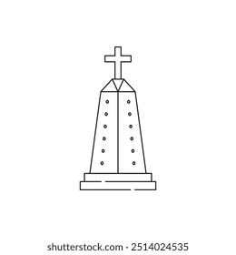 Minimalist illustration of a gravestone, symbolizing death, mourning, and remembrance