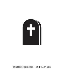 Ilustração minimalista de um túmulo, simbolizando a morte, o luto e a lembrança