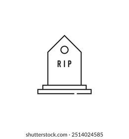 Minimalist illustration of a gravestone, symbolizing death, mourning, and remembrance