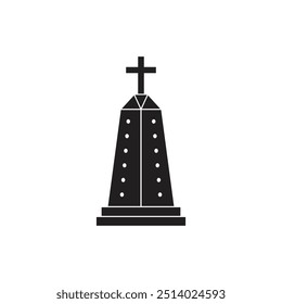 Minimalist illustration of a gravestone, symbolizing death, mourning, and remembrance