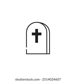 Minimalist illustration of a gravestone, symbolizing death, mourning, and remembrance