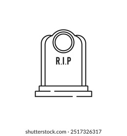 Minimalist illustration of a gravestone, symbolizing death, mourning, and remembrance